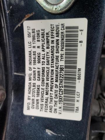 2017 HONDA CIVIC LX 19XFC2F57HE227981