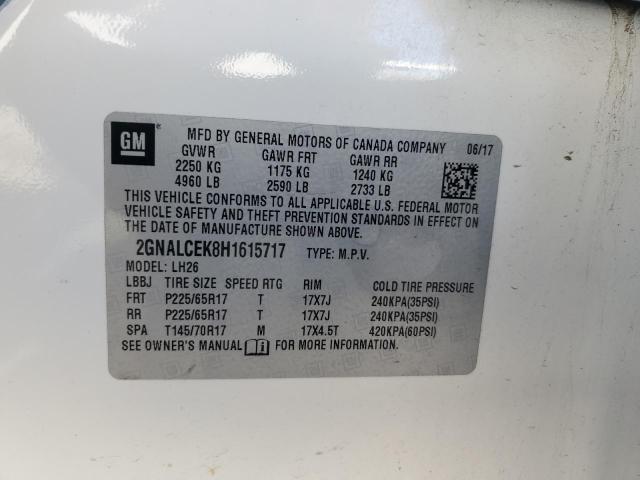 2017 CHEVROLET EQUINOX LT 2GNALCEK8H1615717