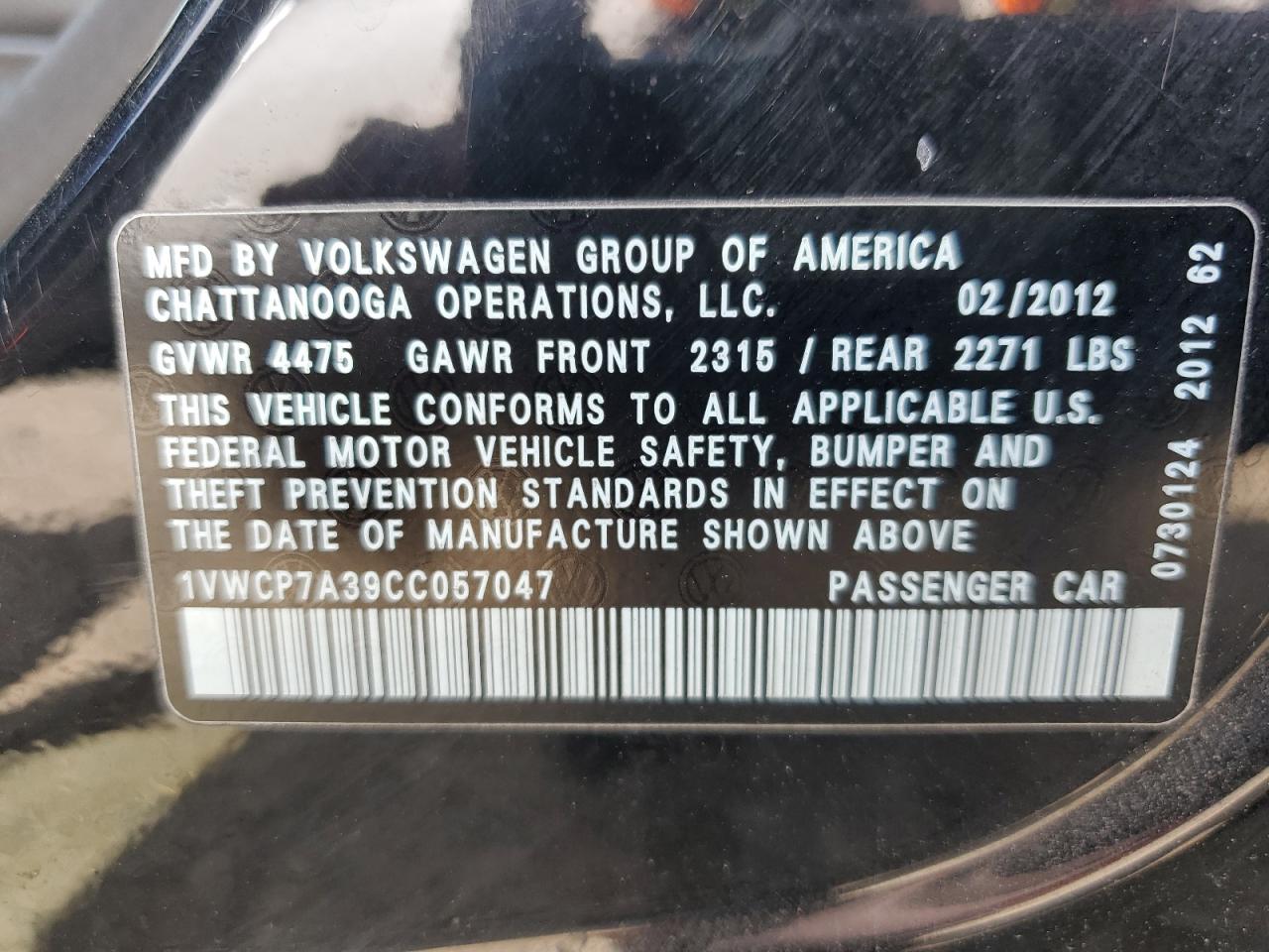 Volkswagen Passat sel 2012