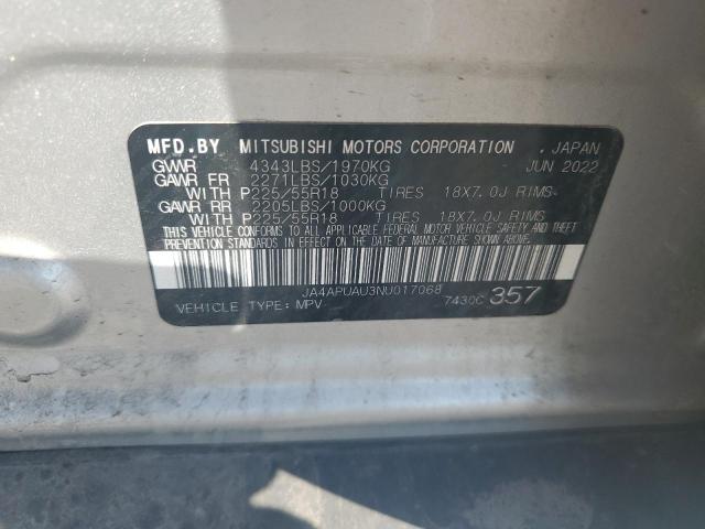 2022 MITSUBISHI OUTLANDER JA4APUAU3NU017068
