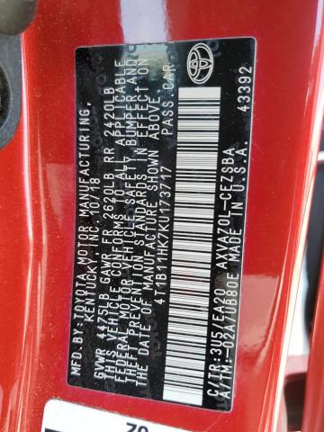 2019 TOYOTA CAMRY L 4T1B11HK7KU173717