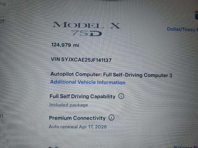 2018 TESLA MODEL X 5YJXCAE25JF141137