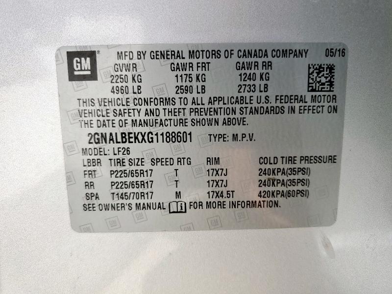 2016 CHEVROLET EQUINOX LS 2GNALBEKXG1188601