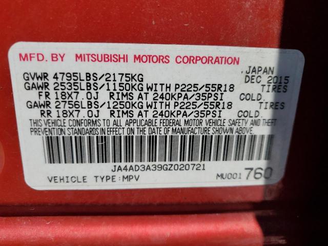2016 MITSUBISHI OUTLANDER JA4AD3A39GZ020721