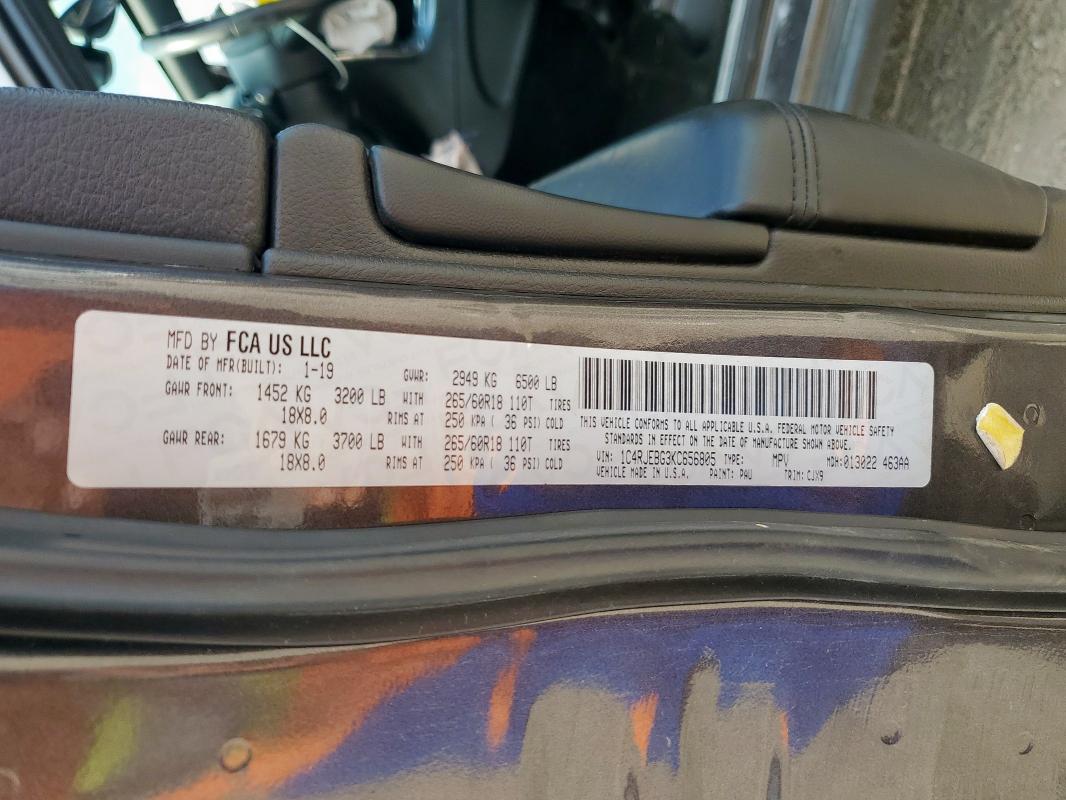 2019 JEEP GRAND CHER - 1C4RJEBG3KC656805