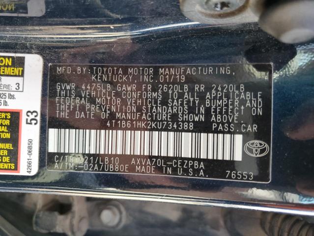 2019 TOYOTA CAMRY XSE - 4T1B61HK2KU734388
