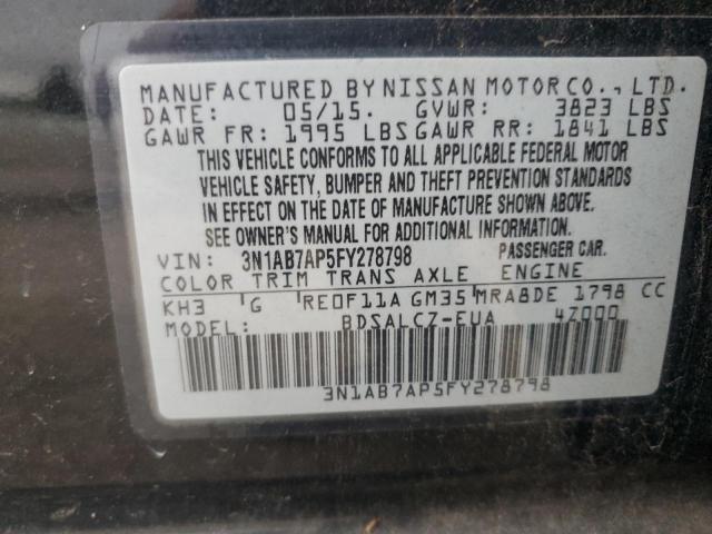 2015 NISSAN SENTRA S 3N1AB7AP5FY278798