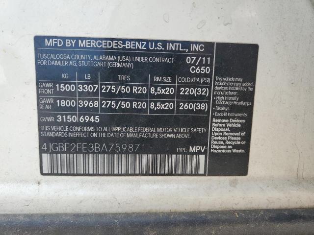 2011 MERCEDES-BENZ GL 350 BLU - 4JGBF2FE3BA759871