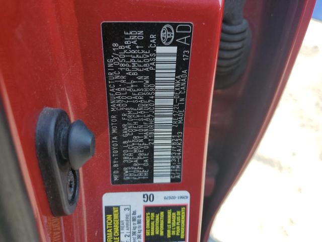 2018 TOYOTA COROLLA L 2T1BURHE7JC074590