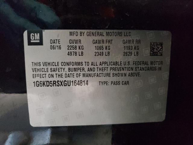 2016 CADILLAC CT6 LUXURY 1G6KD5RSXGU164814