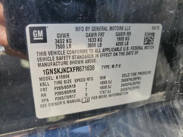 2015 CHEVROLET SUBURBAN K1500 LT 1GNSKJKCXFR671638