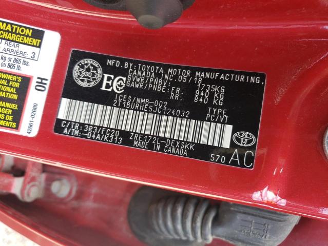 2018 TOYOTA COROLLA L 2T1BURHE5JC124032
