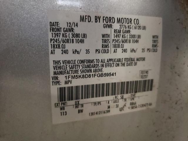 2015 FORD EXPLORER X 1FM5K8D81FGB59541