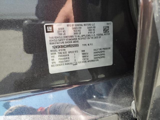 2017 CHEVROLET TAHOE K150 1GNSKBKC9HR292669