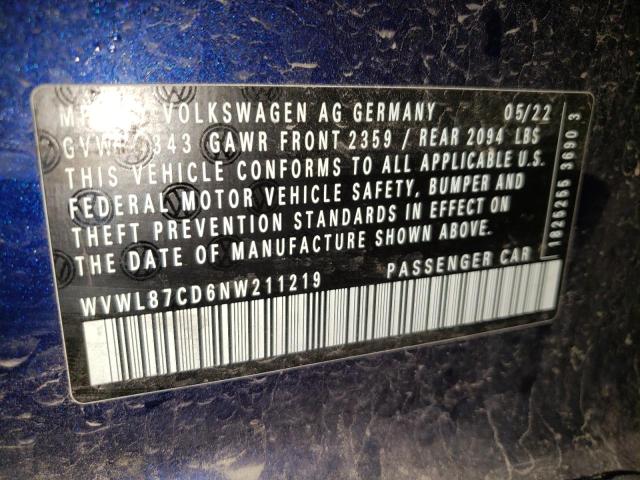 2022 VOLKSWAGEN GTI SE WVWL87CD6NW211219