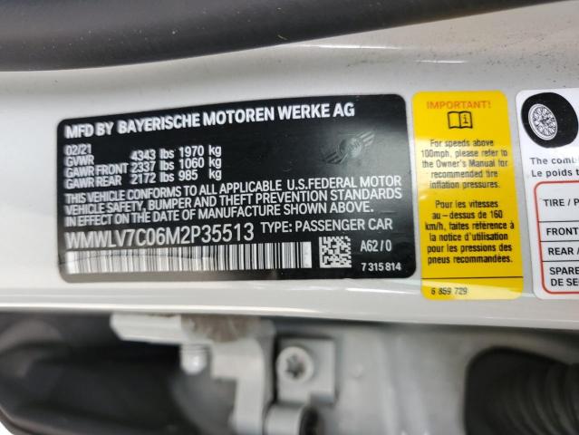 2021 MINI COOPER S C WMWLV7C06M2P35513