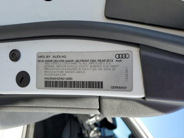 2017 AUDI A4 PREMIUM WAUENAF42HN014680
