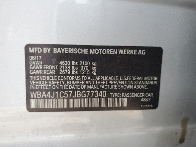 2018 BMW 430I GRAN COUPE WBA4J1C57JBG77340