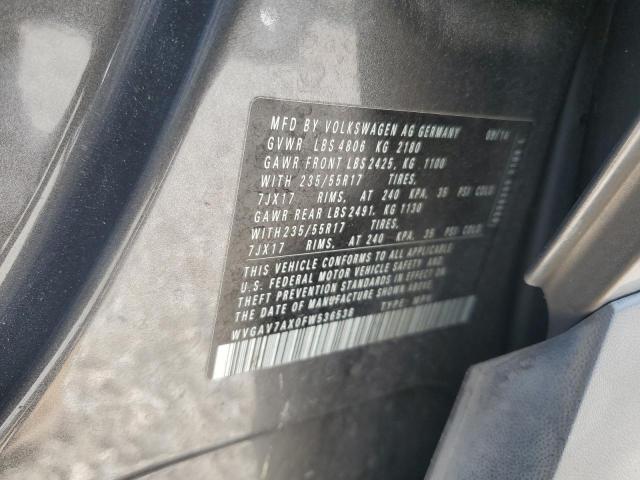 2015 VOLKSWAGEN TIGUAN S WVGAV7AX0FW536538