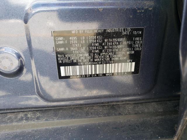 2015 SUBARU OUTBACK 2. 4S4BSAAC9F3277749