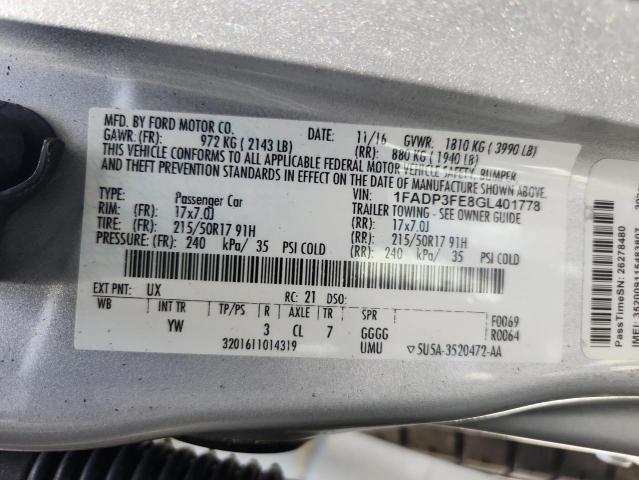 2016 FORD FOCUS SE 1FADP3FE8GL401778