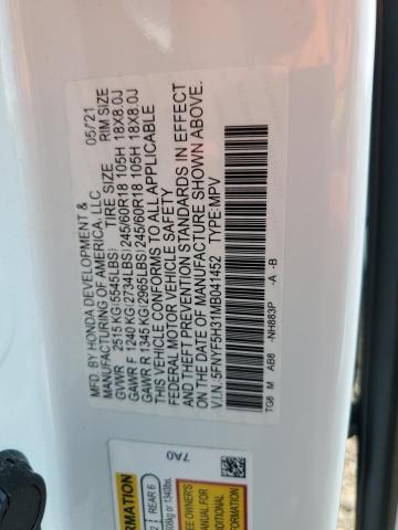 2021 HONDA PILOT EX 5FNYF5H31MB041452