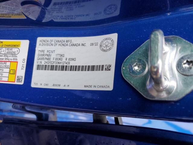 2022 HONDA CIVIC EX 2HGFE2F30NH127439