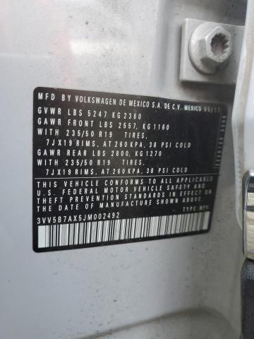 2018 VOLKSWAGEN TIGUAN SEL 3VV5B7AX5JM002492