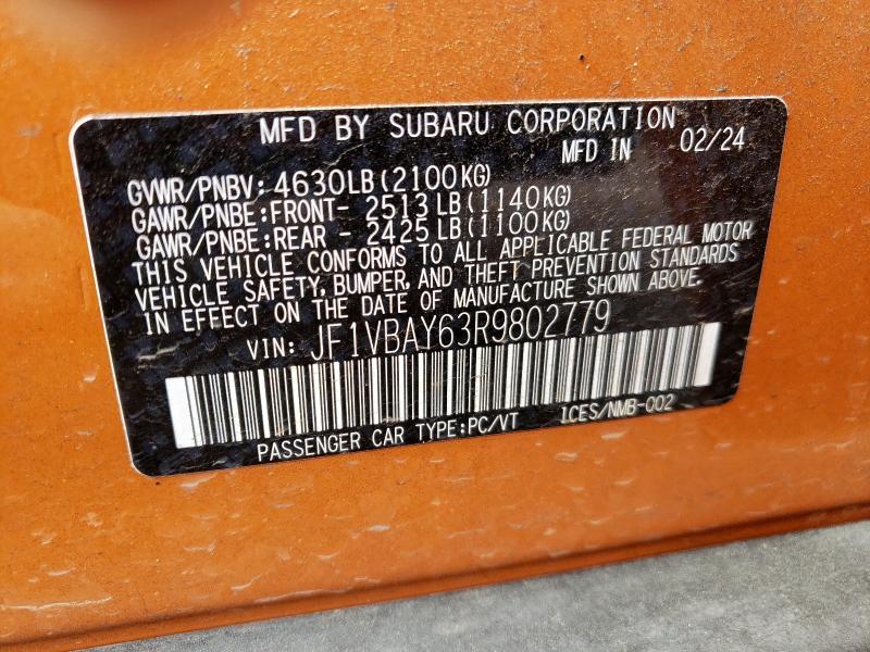 2024 SUBARU WRX TR JF1VBAY63R9802779