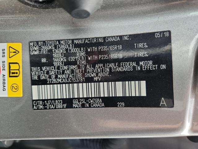 2018 LEXUS RX 350 BAS 2T2BZMCA9JC153781