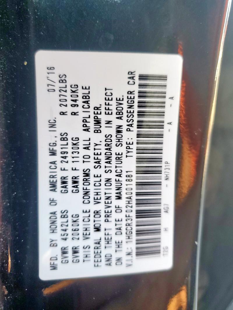 2017 HONDA ACCORD EXL - 1HGCR3F02HA001881