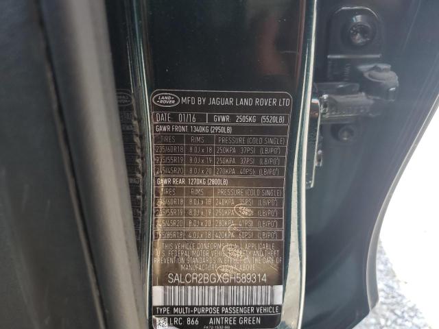 2016 LAND ROVER DISCOVERY SALCR2BGXGH589314