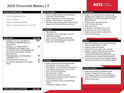 2024 CHEVROLET MALIBU LT 1G1ZD5ST6RF177073