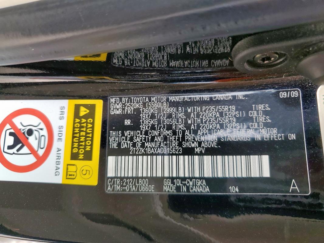 2010 LEXUS RX 350 - 2T2ZK1BAXAC015623