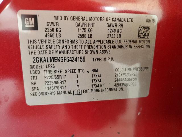 2015 GMC TERRAIN SL 2GKALMEK5F6434156