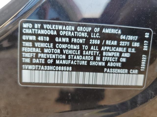 2017 VOLKSWAGEN PASSAT R-L 1VWDT7A33HC068598