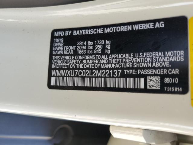 2020 MINI COOPER WMWXU7C02L2M22137