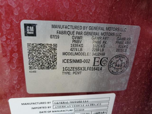 2020 CHEVROLET MALIBU PRE 1G1ZE5SX3LF016414