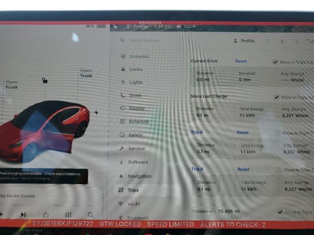 2018 TESLA MODEL 3 5YJ3E1EBXJF129722