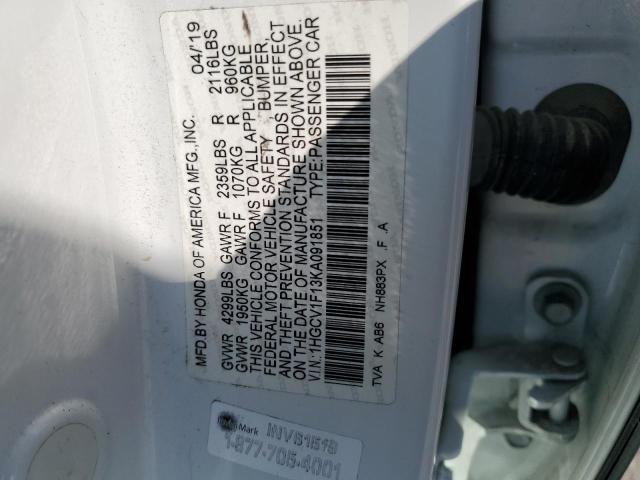 2019 HONDA ACCORD LX 1HGCV1F13KA091851