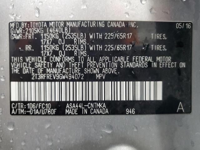 2016 TOYOTA RAV4 XLE - 2T3RFREV9GW494072