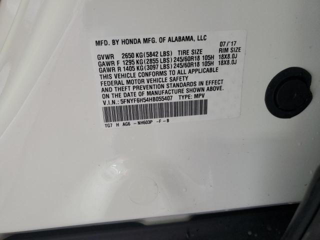 2017 HONDA PILOT EXL - 5FNYF6H54HB055407