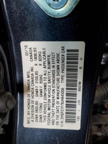 2018 HONDA CIVIC EXL 2HGFC1F7XJH645006