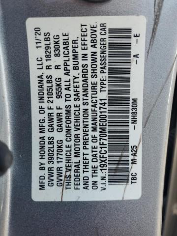2021 HONDA CIVIC EXL - 19XFC1F70ME001741