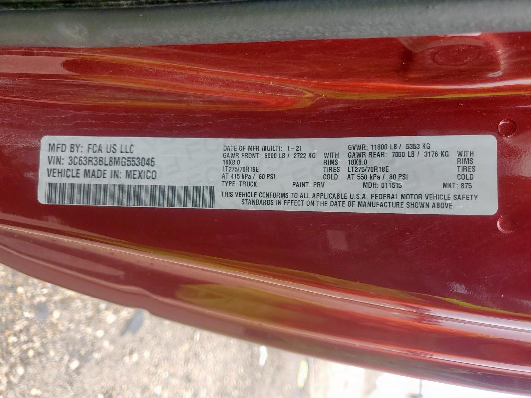 2021 RAM 3500 BIG H 3C63R3BL8MG553046