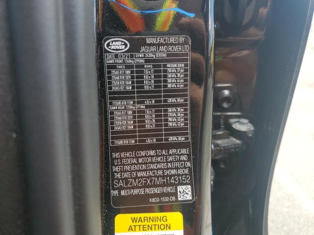 2021 LAND ROVER RANGE ROVE SALZM2FX7MH143152