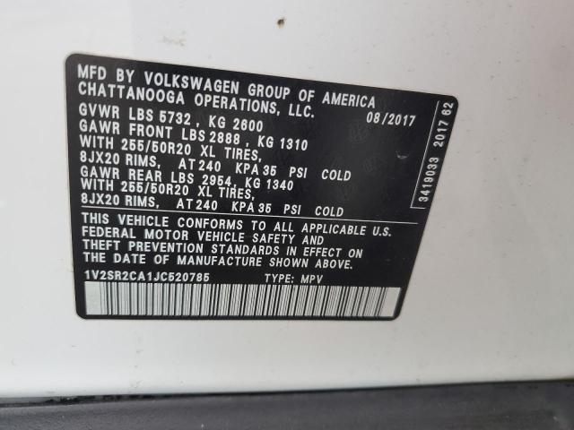 2018 VOLKSWAGEN ATLAS SEL 1V2SR2CA1JC520785