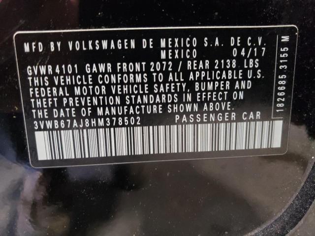 2017 VOLKSWAGEN JETTA SE 3VWB67AJ8HM378502