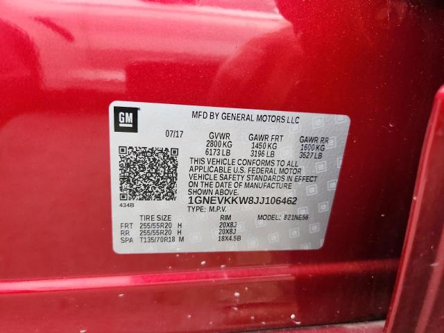 2018 CHEVROLET TRAVERSE H 1GNEVKKW8JJ106462
