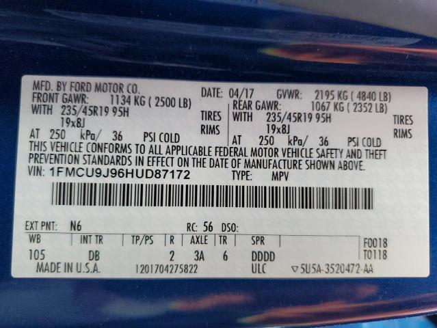 2017 FORD ESCAPE TIT 1FMCU9J96HUD87172
